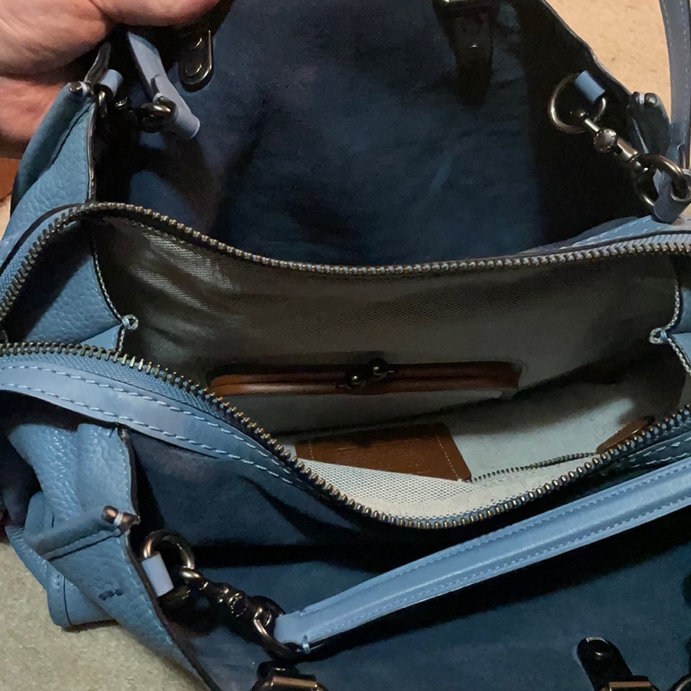 Coach baby blue with gun metal zipper